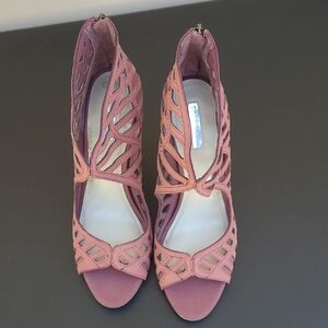 BCBG Mauve Cutout Peep-Toe Heels